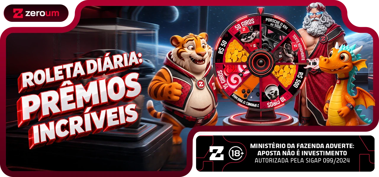 Banner da Zeroum anunciando a roleta diária com prêmios